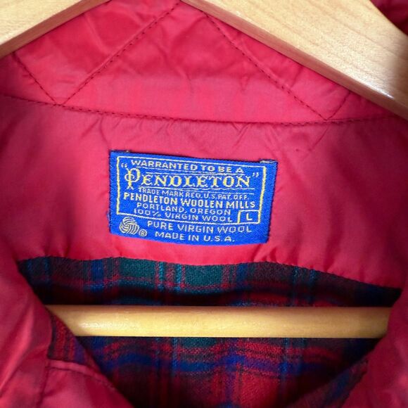 Vintage Pendleton Red Plaid Wool Flannel Shirt Men’s Large USA Made - Picture 7 of 8
